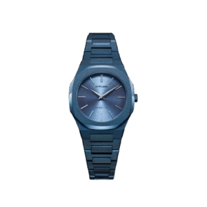 Orologio D1 Milano Astral Night in acciaio inossidabile blu, quadrante blu con finitura solei e lancette ottone blu