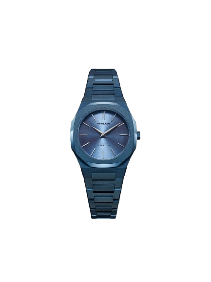Orologio D1 Milano Astral Night in acciaio inossidabile blu, quadrante blu con finitura solei e lancette ottone blu