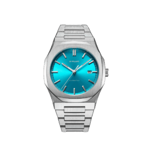 Orologio D1 Milano automatico, colore argento e torquoise
