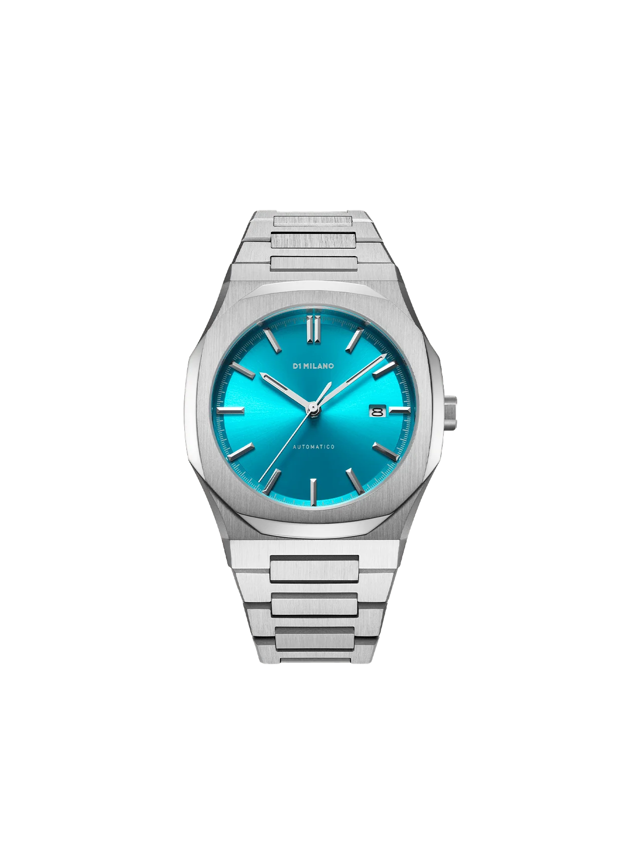 Orologio D1 Milano automatico, colore argento e torquoise