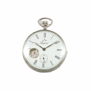 Orologio da tasca rotondo in acciaio con quadrante bianco