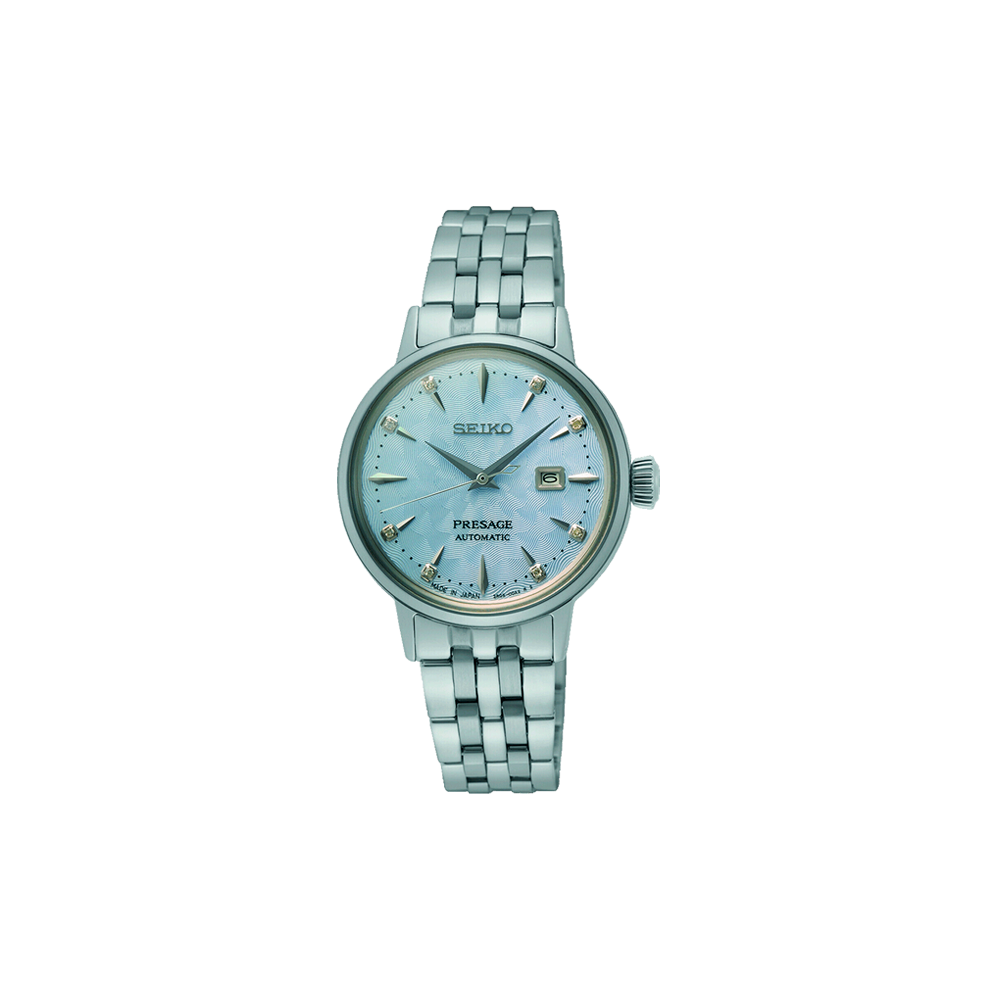 Orologio da donna Seiko Presage Cocktail, automatico 3 sfere data, colore azzurro