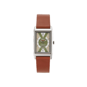 Orologio Perseo infrangibile, cinturino marrone e quadrante verde e beige