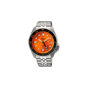Orologio Seiko 5 sports, colore arancione e argento