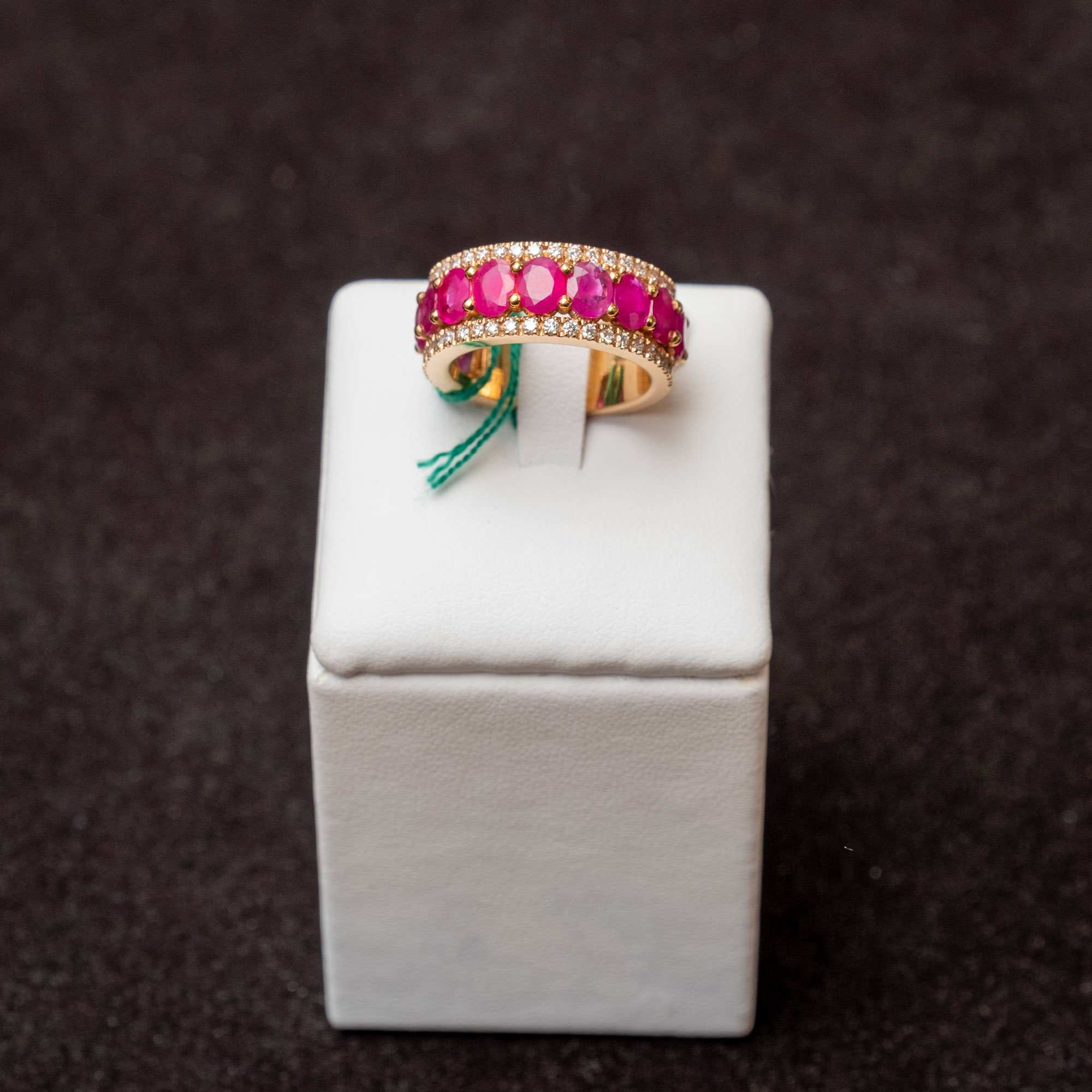 Anello artigianale oro rosa 18kt rubini purple - immagine 3