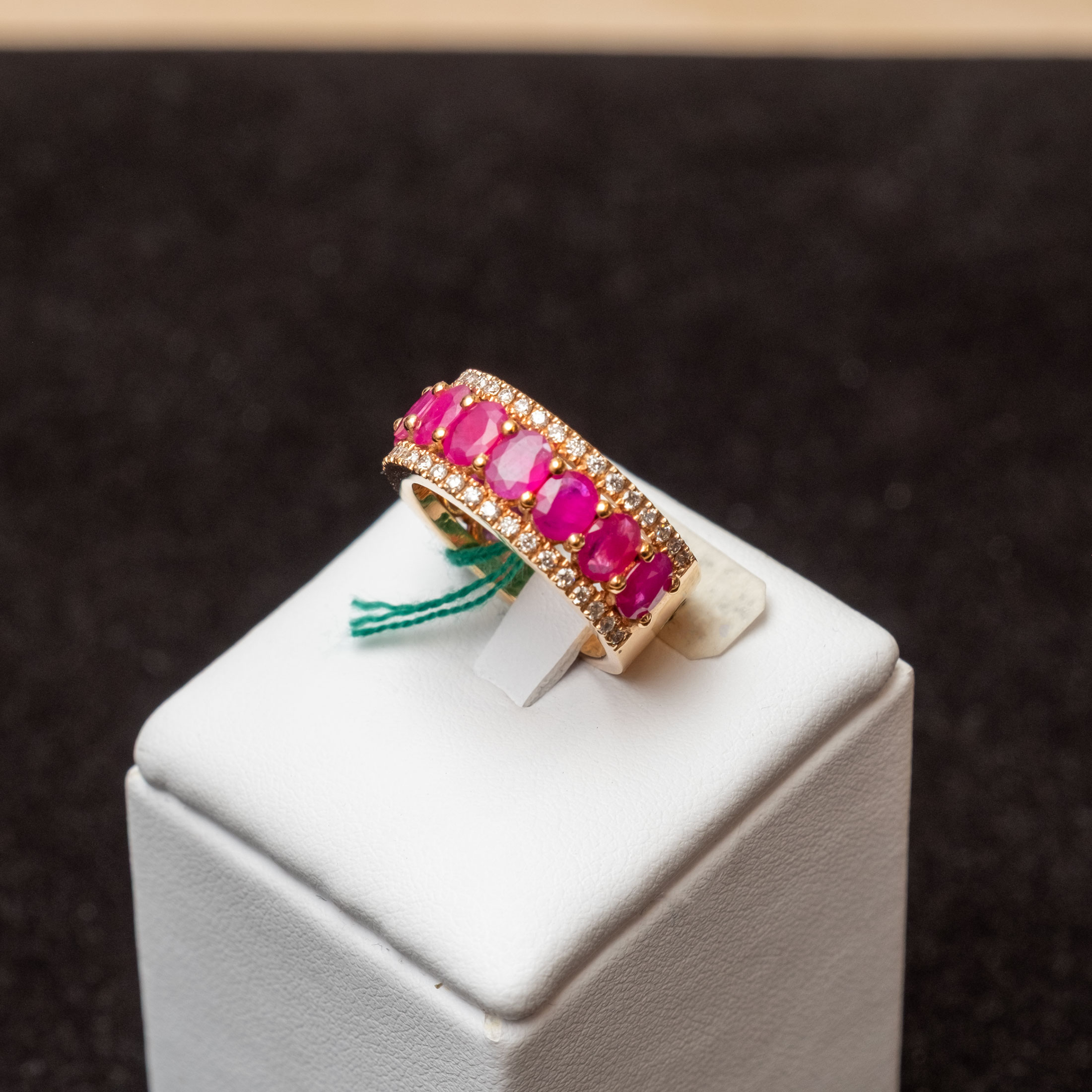 Anello artigianale oro rosa 18kt rubini purple